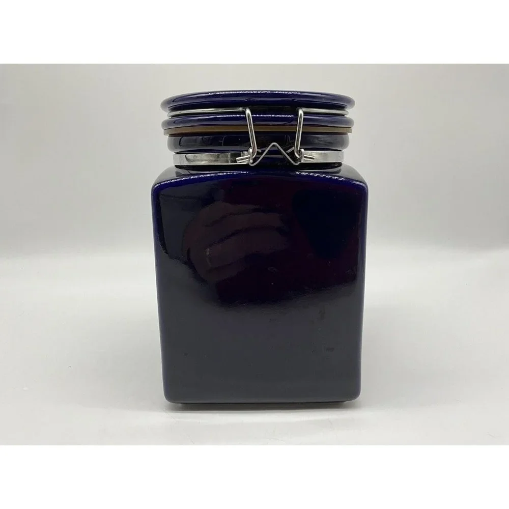 Starbucks Beehouse Cobalt Blue Coffee / Tea Canister With Silver Mermaid Logo